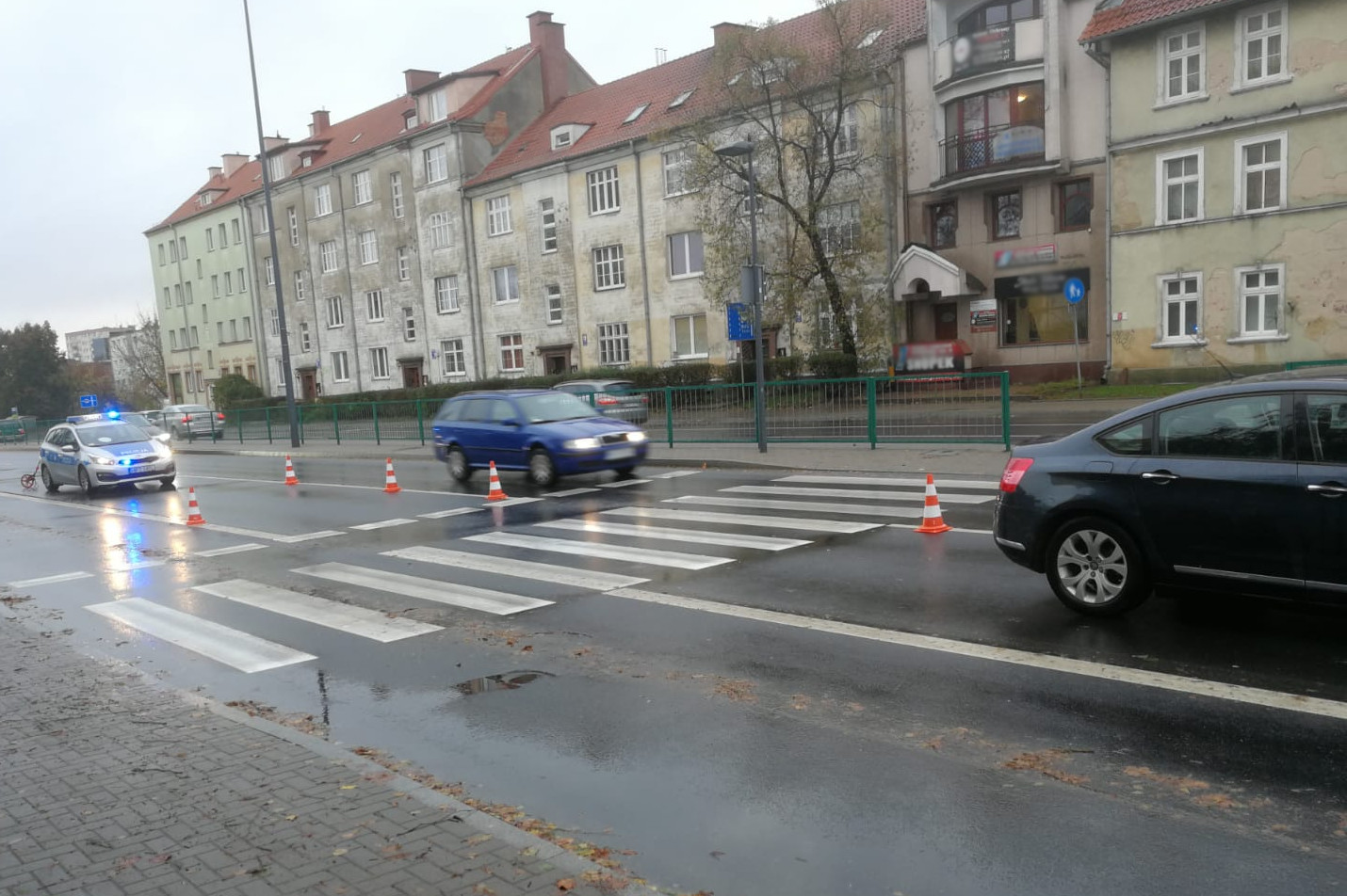Miejsce zdarzenia drogowego w Olsztynie