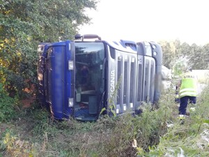 Miejsce zdarzenia drogowego w powiecie gołdapskim