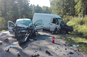 Miejsce zdarzenia drogowego w powiecie mrągowskim