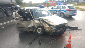 Miejsce zdarzenia drogowego w powiecie giżyckim