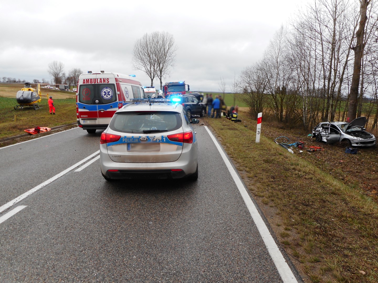 Miejsce zdarzenia drogowego w powiecie ełckim