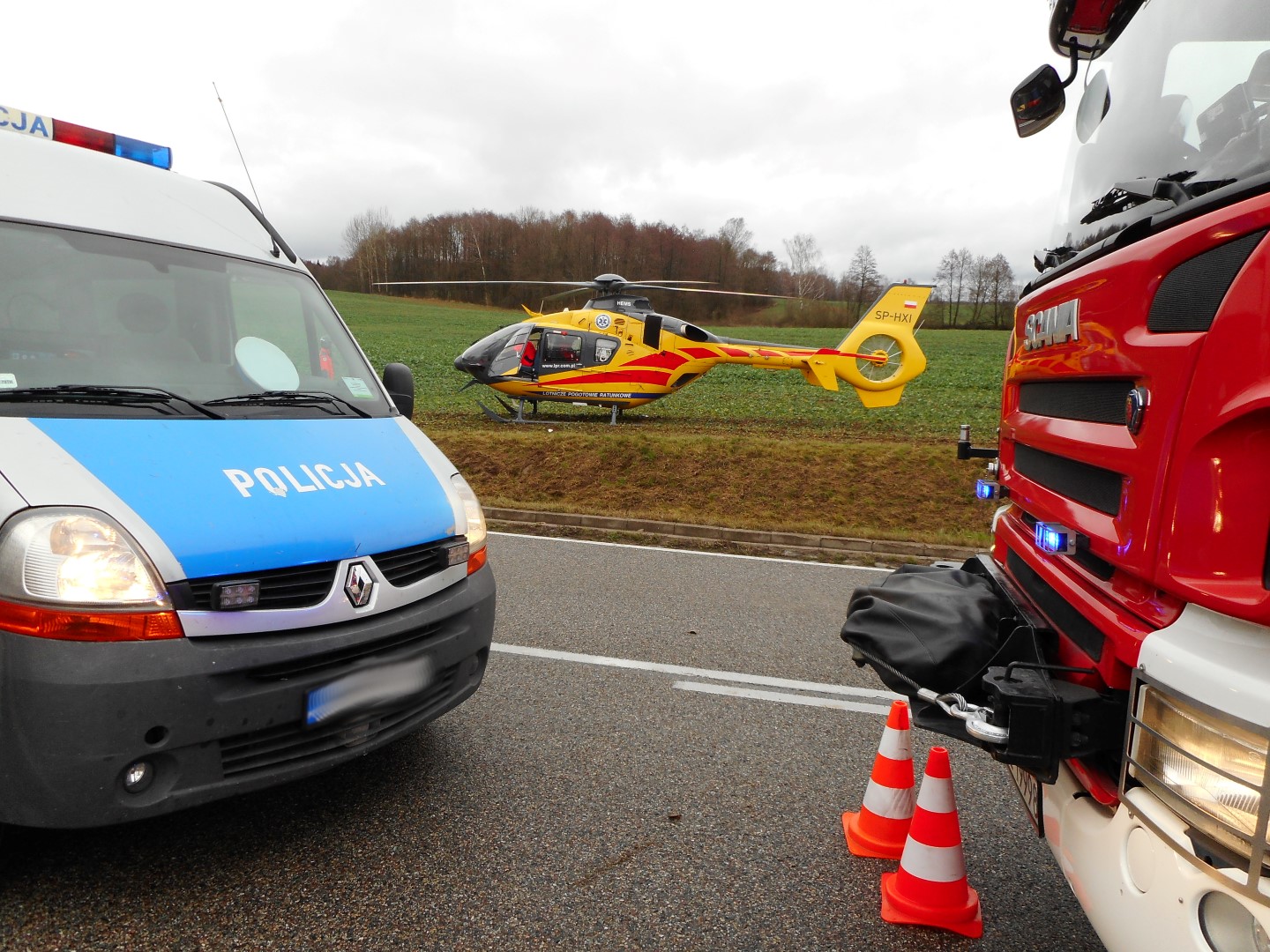 Miejsce zdarzenia drogowego w powiecie ełckim