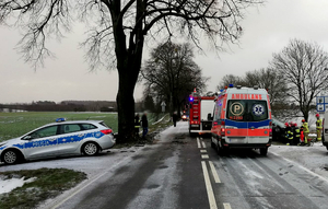 Miejsce zdarzenia drogowego w powiecie iławskim