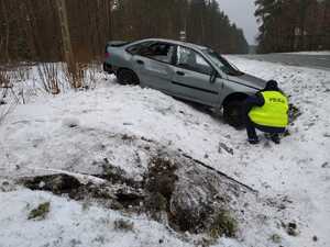 Miejsce zdarzenia drogowego w okolicy Miłogórza