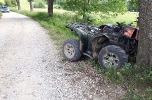 Quad stojący przy drzewie