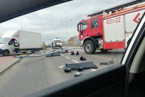 Miejsce zdarzenia drogowego w Ełku