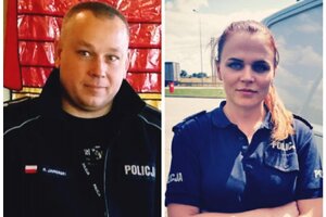 Mł. asp. Rafał Jaworski, st. post. Lidia Podelcka