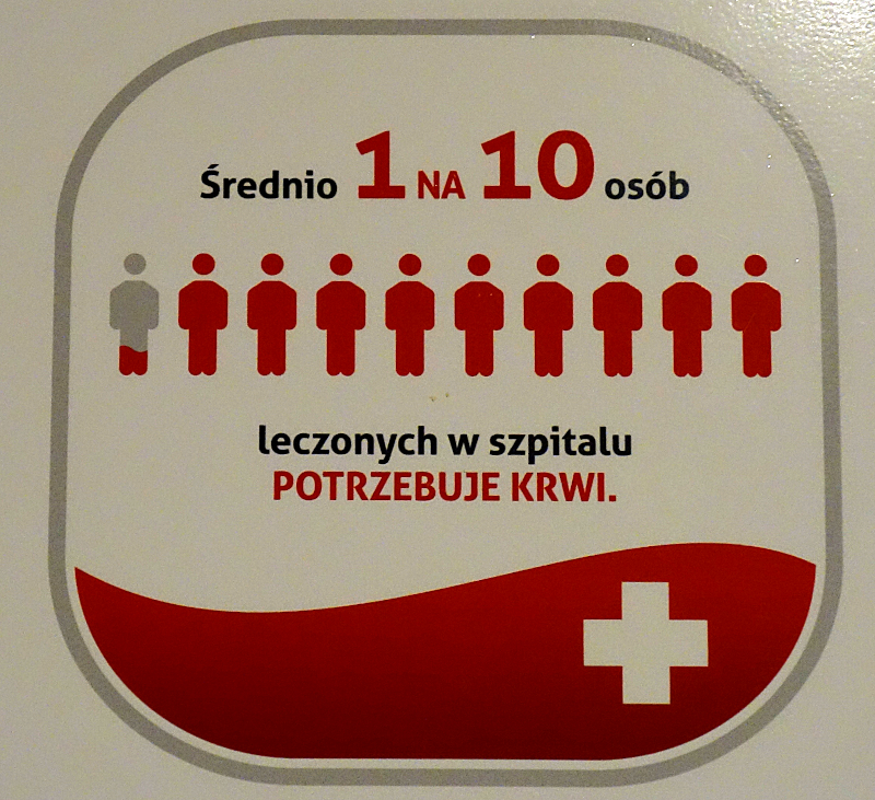 Tabliczka informująca o potrzebie oddawania krwi