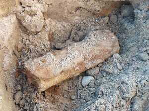 pocisk z czasów II Wojny Światowej w ziemi