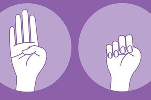 Rysunki dłoni, otwartej i zaciśniętej