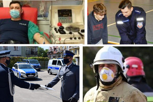 Kolaż zdjęcia policjanta