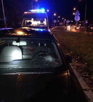 miejsce potrącenia pieszego i pojazd