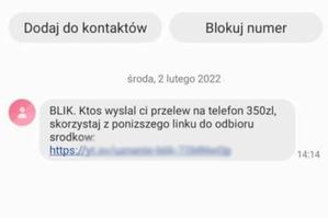 oszustwo na blik - sms