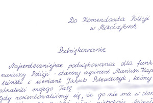 List z podziękowaniami