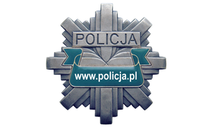 Logo policji. Policyjna gwiazda z napisem Policji i adresem policja.pl
