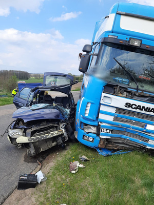 Miejsce wypadku drogowego koło m. Szczepkowo Borowe