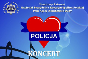 Infografika koncertu, Czerwone serce z napisem "policja" oraz napis "koncert"
