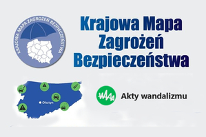 Plansza z napisem Krajowa Mapa Zagrożeń Bezpieczeństwa oraz logotypami