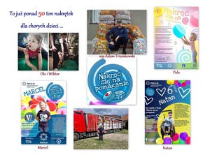 Zdjęcia ze zbiórek i logo akcji "Nakręć się na pomaganie"