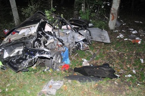 Pojazd na miejscu wypadku w gm. Lidzbark