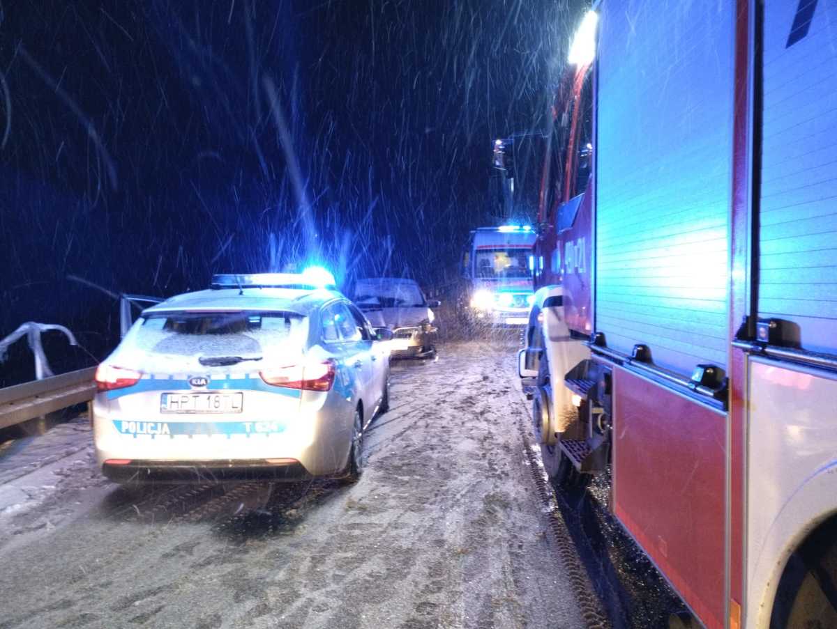 Miejsce wypadku i służby na miejscu