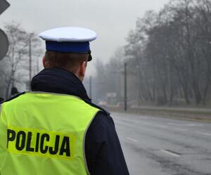 policjant stojący przy drodze