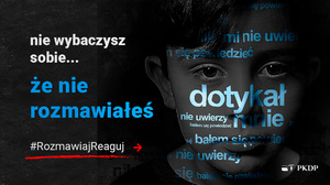 Plakat kampanii z wizerunkiem chłopca i napisami