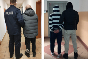 Zatrzymane osoby trzymane przez policjantów