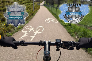 Widok na ścieżkę rowerową z perspektywy rowerzysty