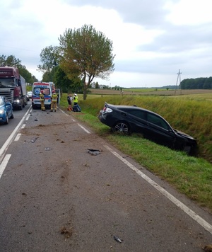 Miejsce kolizji drogowej w okolicy m. Osieka