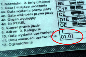 Blankiet prawa jazdy z kodem 01.01