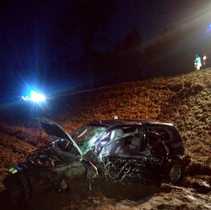 Miejsce zdarzenia drogowego na DK 57