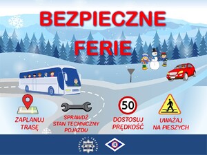 Plakat akcji "Bezpieczne ferie"