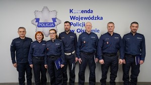 Kierownictwo KWP w Olsztynie oraz nowi naczelnicy wydziałów