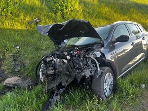 Miejsce zdarzenia drogowego - droga W545 w pobliżu m. Rozdroże