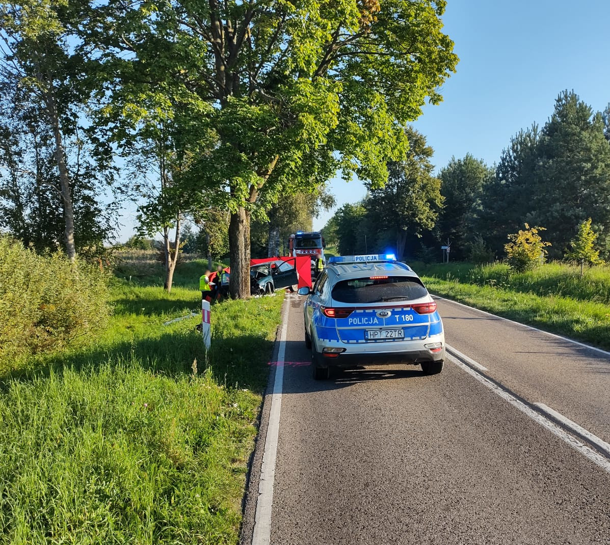 Miejsce zdarzenia na trasie Barczewo - Jeziorany