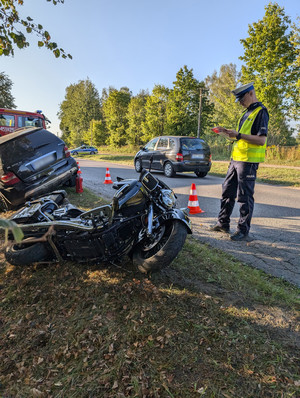 uszkodzony po zderzeniu motocykl