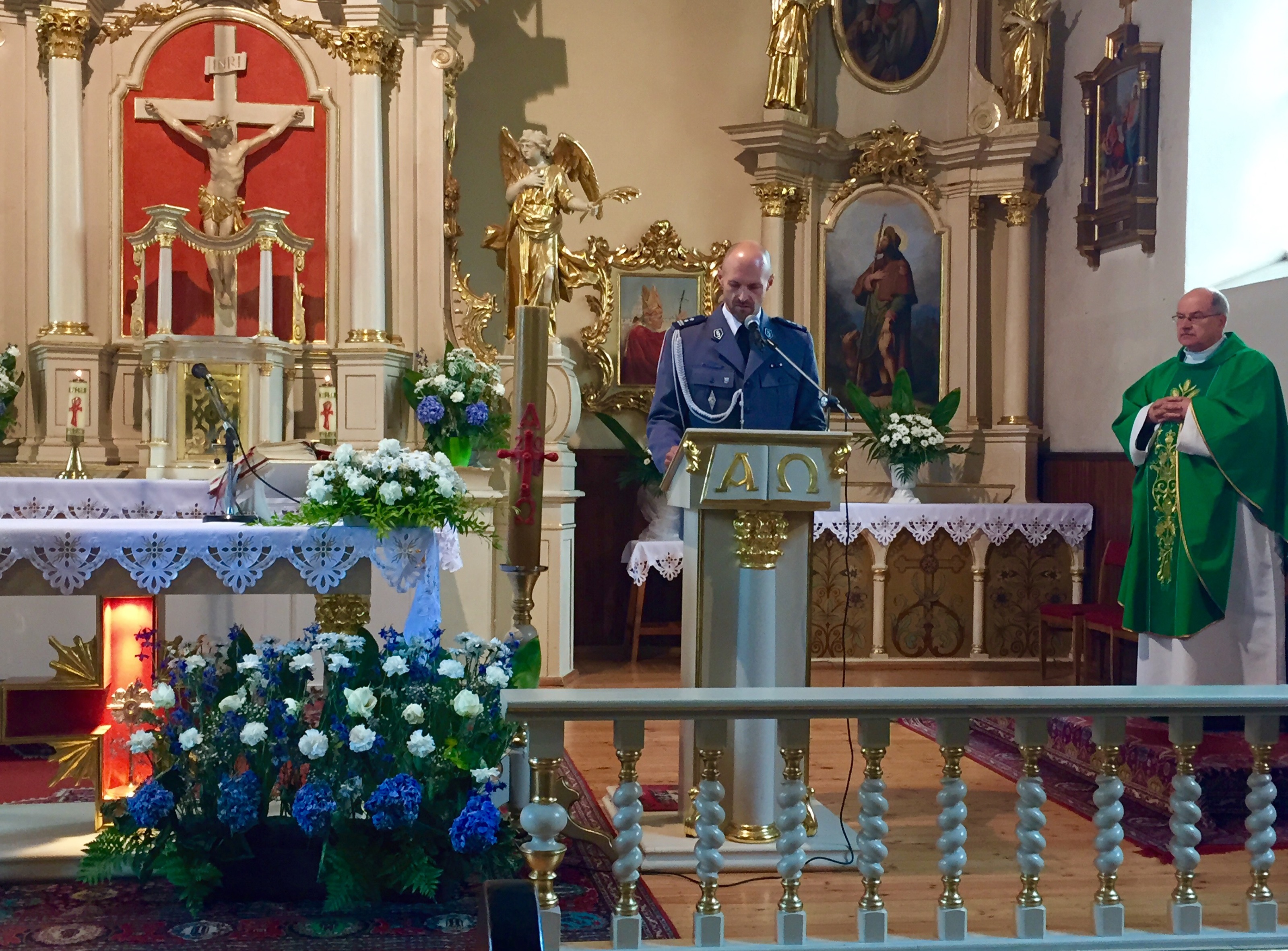mł.insp. M.Kozłowski podczas uroczystej Mszy Św.
