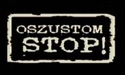 Zdjęcie przedstawia napis &quot;Stop oszustom&quot;.