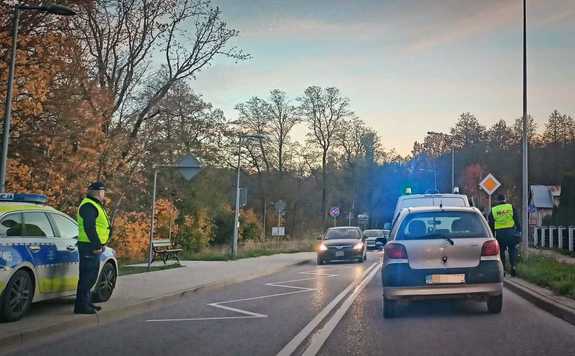 Zdjęcie przedstawia kontrolę drogową