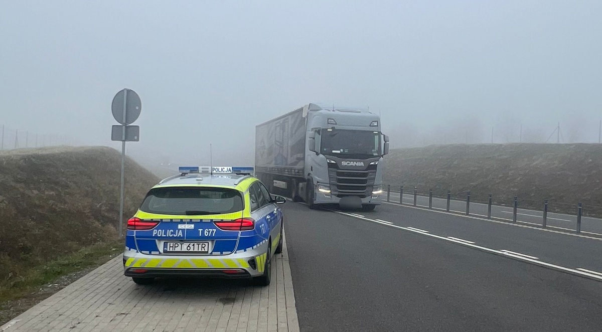 Zdjęcie przedstawia kontrolę drogową