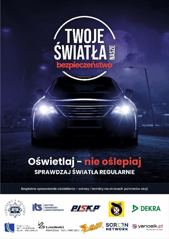 Plakat akcji: &quot;Twoje Światła - Nasze Bezpieczeństwo&quot;.