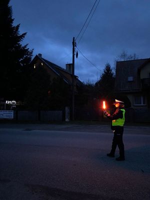 Policjantka zatrzymuje auto do kontroli drogowej.