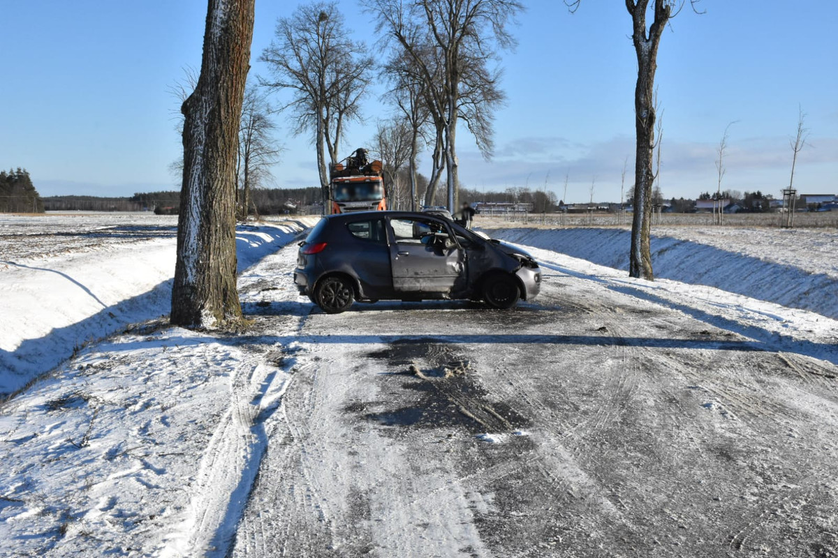 Miejsce wypadku drogowego w pobliżu m. Grzegórzki