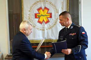 insp. Mirosław Elszkowski Komendant Wojewódzki Policji w Olsztynie i Marek Myszkowski Dyrektor Wojewódzkiej Stacji Pogotowia Ratunkowego w Olsztynie