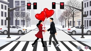 Ikonografika - dwie osoby na przejściu dla pieszych.