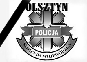 Logo KWP z czarną wstążką