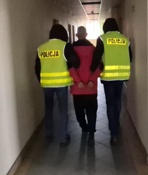 zatrzymany prowadzony przez policjantów