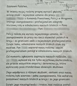 Treść podziękowań