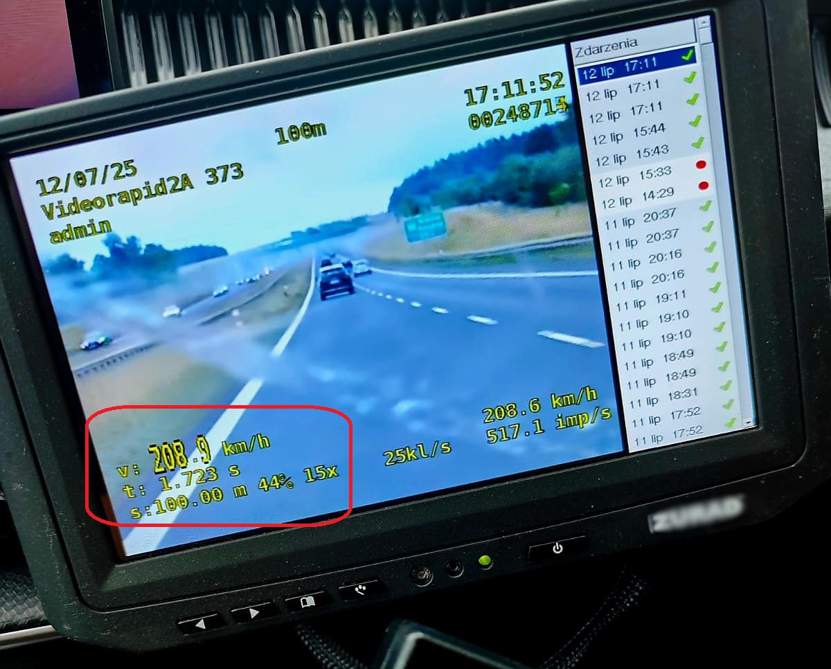Przekroczenie prędkości na S7